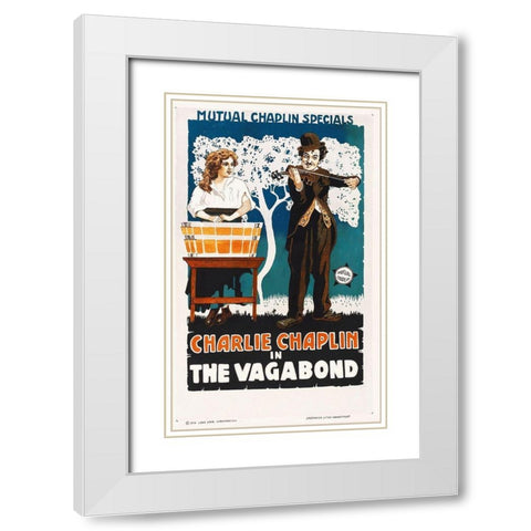 Charlie Chaplin - The Vagabond, 1916 White Modern Wood Framed Art Print with Double Matting by Hollywood Photo Archive