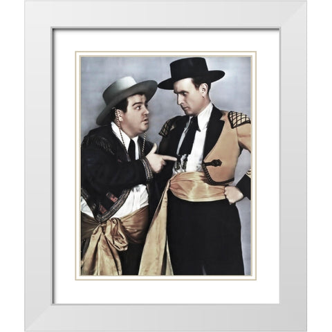 Abbott and Costello White Modern Wood Framed Art Print with Double Matting by Hollywood Photo Archive