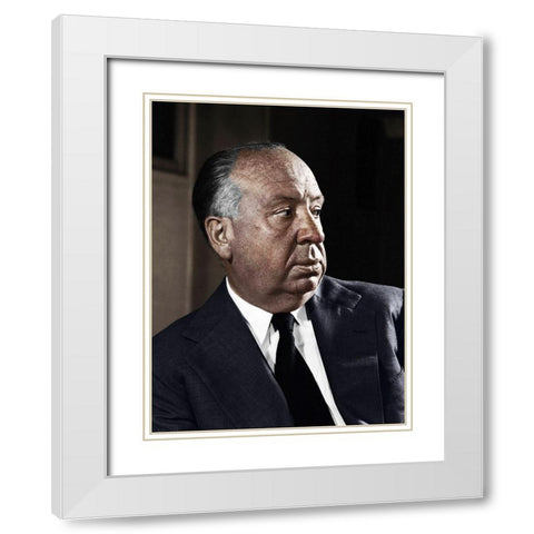 Alfred Hitchcock White Modern Wood Framed Art Print with Double Matting by Hollywood Photo Archive