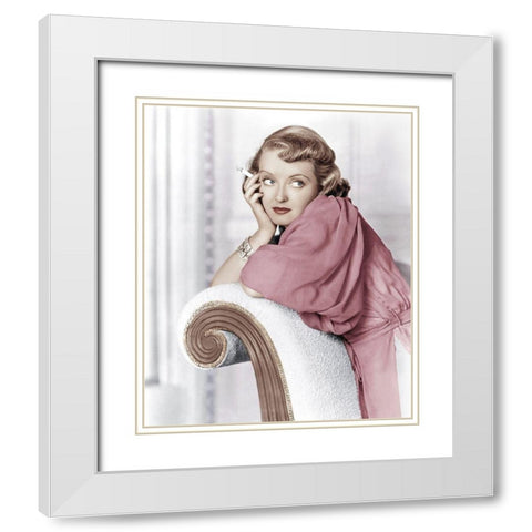 Bette Davis White Modern Wood Framed Art Print with Double Matting by Hollywood Photo Archive