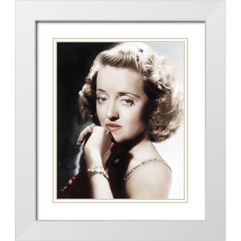 Bette Davis White Modern Wood Framed Art Print with Double Matting by Hollywood Photo Archive