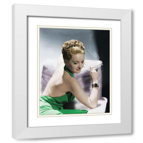 Bette Davis White Modern Wood Framed Art Print with Double Matting by Hollywood Photo Archive
