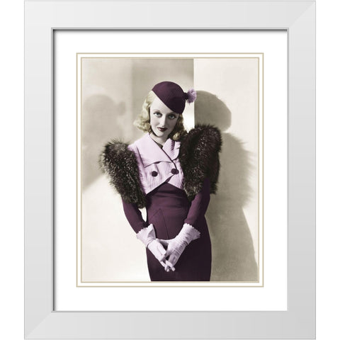 Bette Davis White Modern Wood Framed Art Print with Double Matting by Hollywood Photo Archive