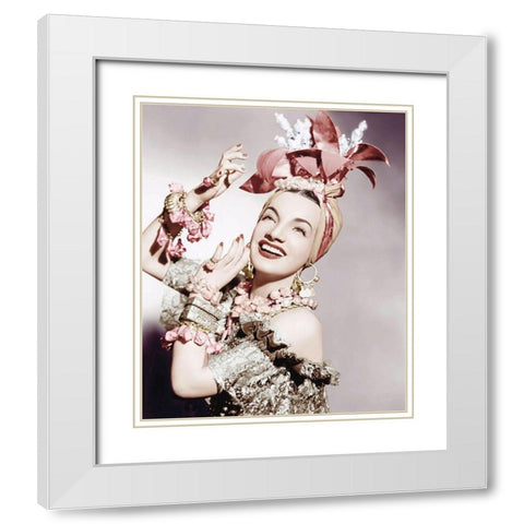 Carmen Miranda White Modern Wood Framed Art Print with Double Matting by Hollywood Photo Archive