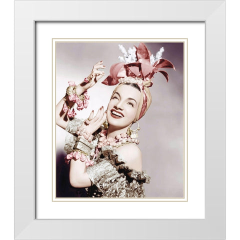 Carmen Miranda White Modern Wood Framed Art Print with Double Matting by Hollywood Photo Archive