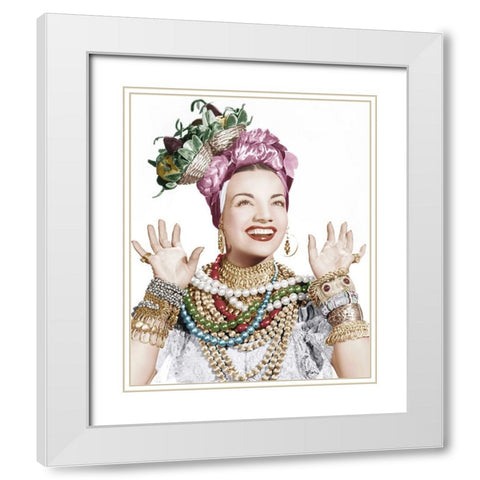 Carmen Miranda White Modern Wood Framed Art Print with Double Matting by Hollywood Photo Archive