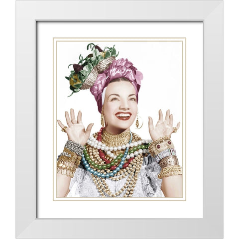 Carmen Miranda White Modern Wood Framed Art Print with Double Matting by Hollywood Photo Archive