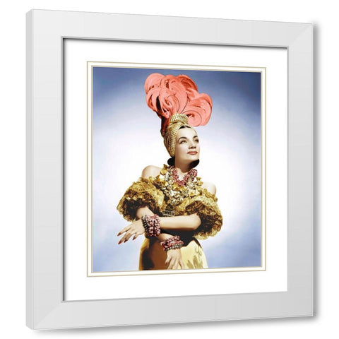 Carmen Miranda White Modern Wood Framed Art Print with Double Matting by Hollywood Photo Archive