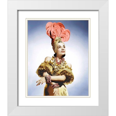 Carmen Miranda White Modern Wood Framed Art Print with Double Matting by Hollywood Photo Archive