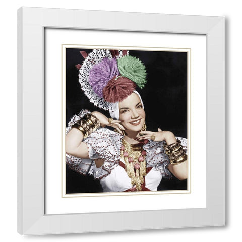 Carmen Miranda White Modern Wood Framed Art Print with Double Matting by Hollywood Photo Archive