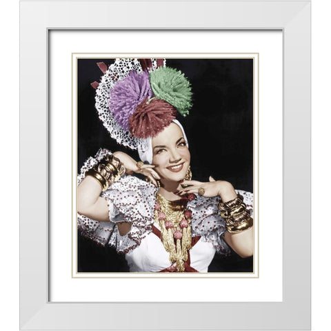 Carmen Miranda White Modern Wood Framed Art Print with Double Matting by Hollywood Photo Archive