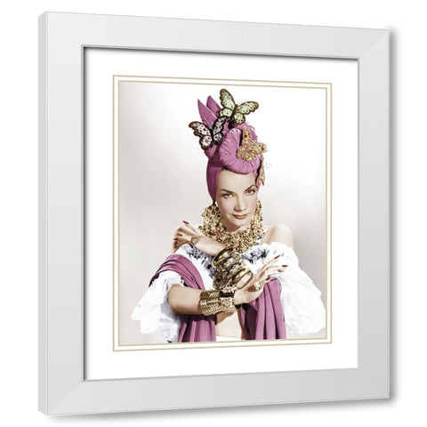 Carmen Miranda White Modern Wood Framed Art Print with Double Matting by Hollywood Photo Archive