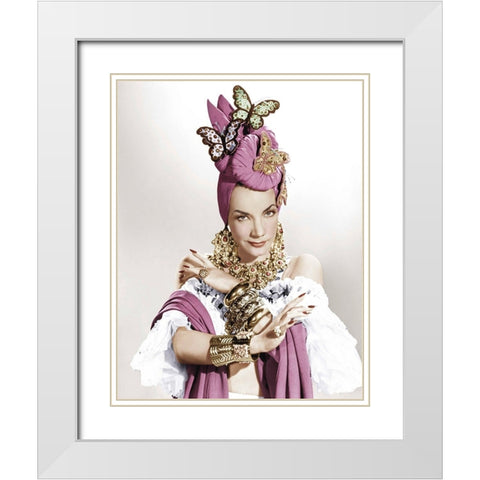 Carmen Miranda White Modern Wood Framed Art Print with Double Matting by Hollywood Photo Archive