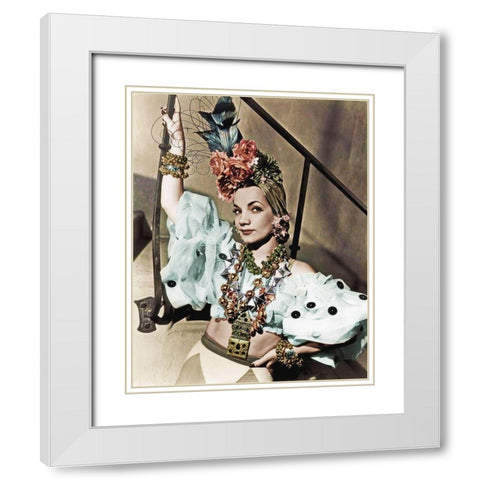 Carmen Miranda White Modern Wood Framed Art Print with Double Matting by Hollywood Photo Archive