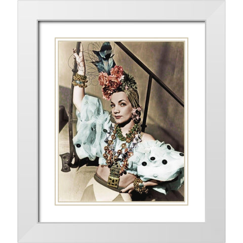 Carmen Miranda White Modern Wood Framed Art Print with Double Matting by Hollywood Photo Archive