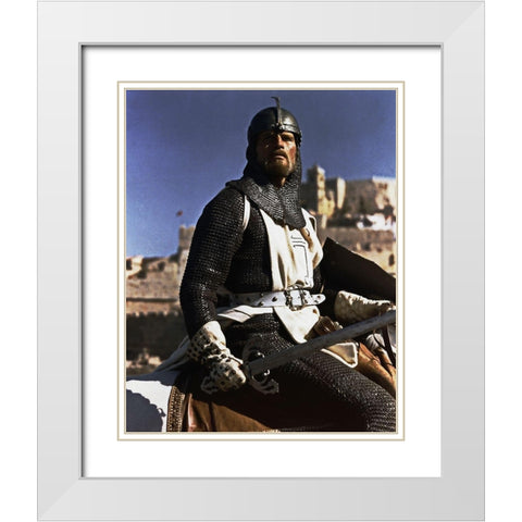 Charlton Heston White Modern Wood Framed Art Print with Double Matting by Hollywood Photo Archive