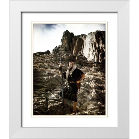 Charlton Heston White Modern Wood Framed Art Print with Double Matting by Hollywood Photo Archive