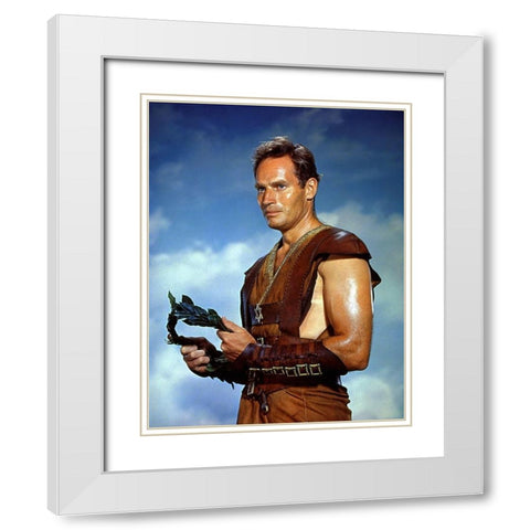 Charlton Heston White Modern Wood Framed Art Print with Double Matting by Hollywood Photo Archive