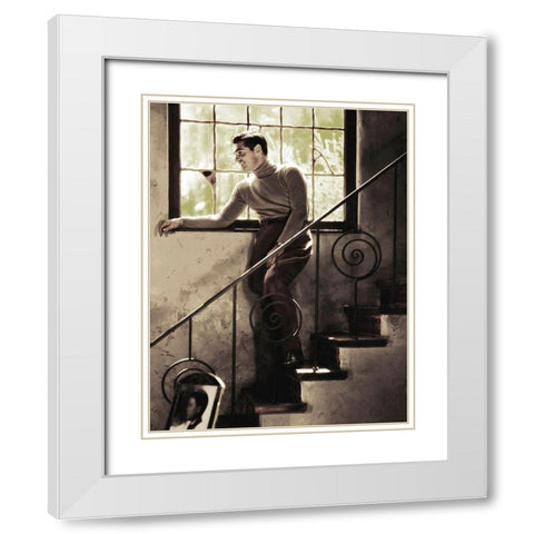 Clark Gable White Modern Wood Framed Art Print with Double Matting by Hollywood Photo Archive