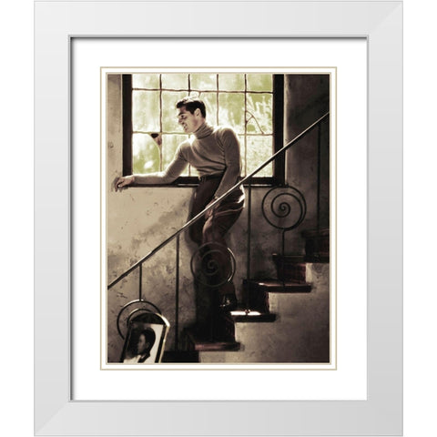 Clark Gable White Modern Wood Framed Art Print with Double Matting by Hollywood Photo Archive