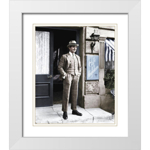 Clark Gable White Modern Wood Framed Art Print with Double Matting by Hollywood Photo Archive