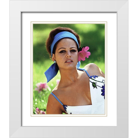 Claudia Cardinale White Modern Wood Framed Art Print with Double Matting by Hollywood Photo Archive