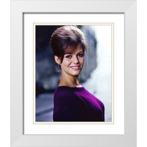 Claudia Cardinale White Modern Wood Framed Art Print with Double Matting by Hollywood Photo Archive