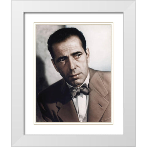 Humphrey Bogart White Modern Wood Framed Art Print with Double Matting by Hollywood Photo Archive