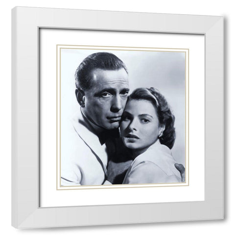 Humphrey Bogart with Ingrid Bergman - Casablanca White Modern Wood Framed Art Print with Double Matting by Hollywood Photo Archive