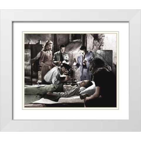 Humphrey Bogart with Lauren Bacall White Modern Wood Framed Art Print with Double Matting by Hollywood Photo Archive