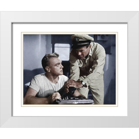 James Cagney - Mister Roberts White Modern Wood Framed Art Print with Double Matting by Hollywood Photo Archive