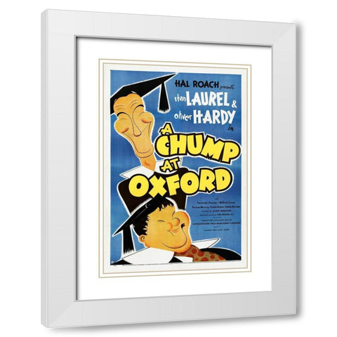 Laurel and Hardy - A Chump At Oxford White Modern Wood Framed Art Print with Double Matting by Hollywood Photo Archive