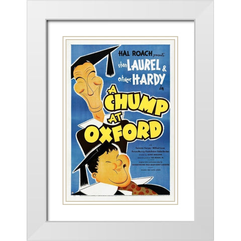 Laurel and Hardy - A Chump At Oxford White Modern Wood Framed Art Print with Double Matting by Hollywood Photo Archive