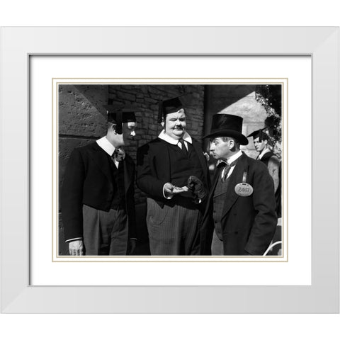 Laurel and Hardy - A Regular Scout 1926 White Modern Wood Framed Art Print with Double Matting by Hollywood Photo Archive