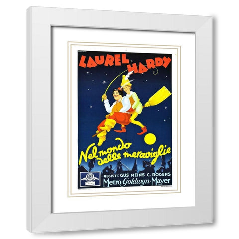 Laurel and Hardy - Italian - Babes in Toyland, 1934 White Modern Wood Framed Art Print with Double Matting by Hollywood Photo Archive