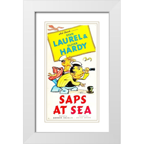 Laurel and Hardy - Saps At Sea, 1940 White Modern Wood Framed Art Print with Double Matting by Hollywood Photo Archive