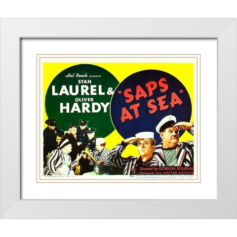 Laurel and Hardy - Saps At Sea, 1940 White Modern Wood Framed Art Print with Double Matting by Hollywood Photo Archive
