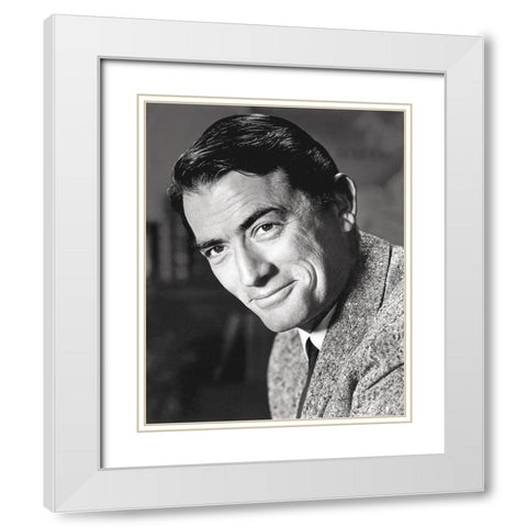 Gregory Peck White Modern Wood Framed Art Print with Double Matting by Hollywood Photo Archive