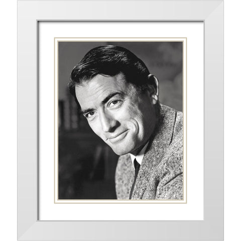 Gregory Peck White Modern Wood Framed Art Print with Double Matting by Hollywood Photo Archive