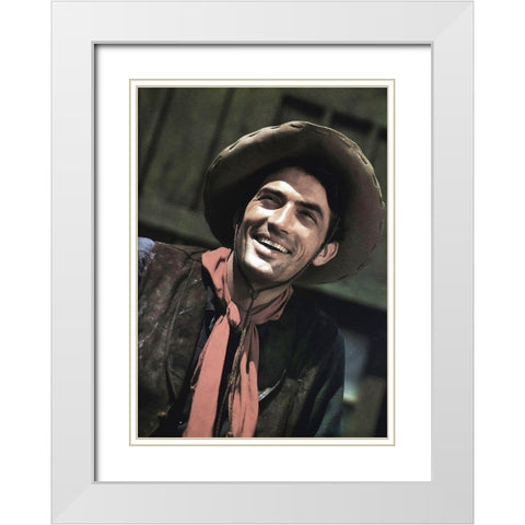 Gregory Peck White Modern Wood Framed Art Print with Double Matting by Hollywood Photo Archive