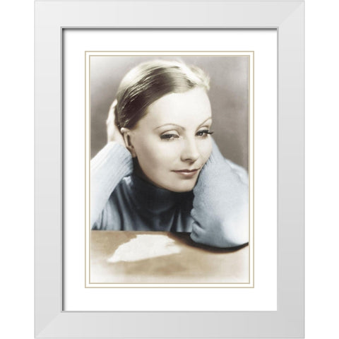 Greta Garbo White Modern Wood Framed Art Print with Double Matting by Hollywood Photo Archive