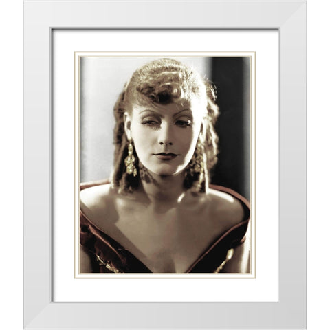 Greta Garbo White Modern Wood Framed Art Print with Double Matting by Hollywood Photo Archive