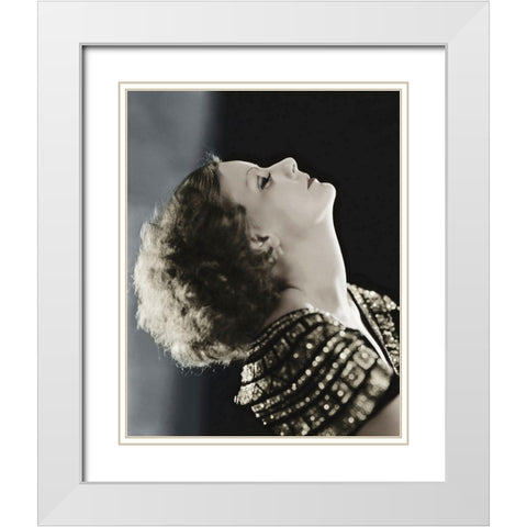 Greta Garbo White Modern Wood Framed Art Print with Double Matting by Hollywood Photo Archive