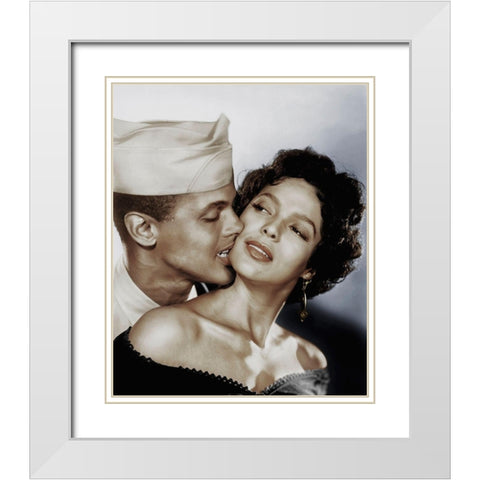 Harry Belafonte with Dorothy Dandrige White Modern Wood Framed Art Print with Double Matting by Hollywood Photo Archive