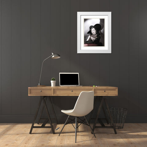 Hedy Lamarr White Modern Wood Framed Art Print with Double Matting by Hollywood Photo Archive