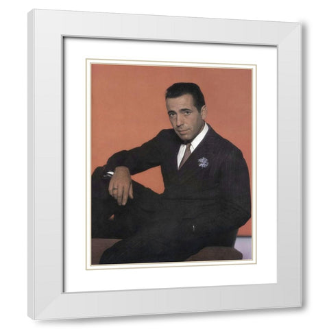 Humphrey Bogart White Modern Wood Framed Art Print with Double Matting by Hollywood Photo Archive