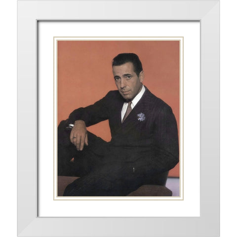 Humphrey Bogart White Modern Wood Framed Art Print with Double Matting by Hollywood Photo Archive