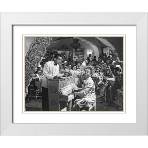 Humphrey Bogart - Casablanca White Modern Wood Framed Art Print with Double Matting by Hollywood Photo Archive