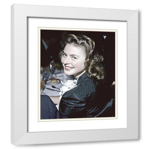 Ingrid Bergman White Modern Wood Framed Art Print with Double Matting by Hollywood Photo Archive