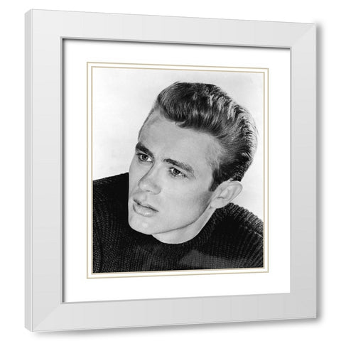 James Dean White Modern Wood Framed Art Print with Double Matting by Hollywood Photo Archive